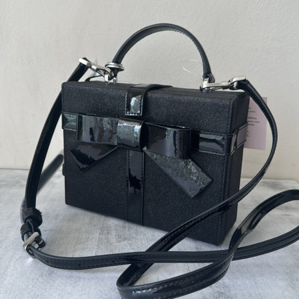 Kate Spade Wrapping Party Gift Box Glittering Crossbody Handbag Black - Picture 11 of 15